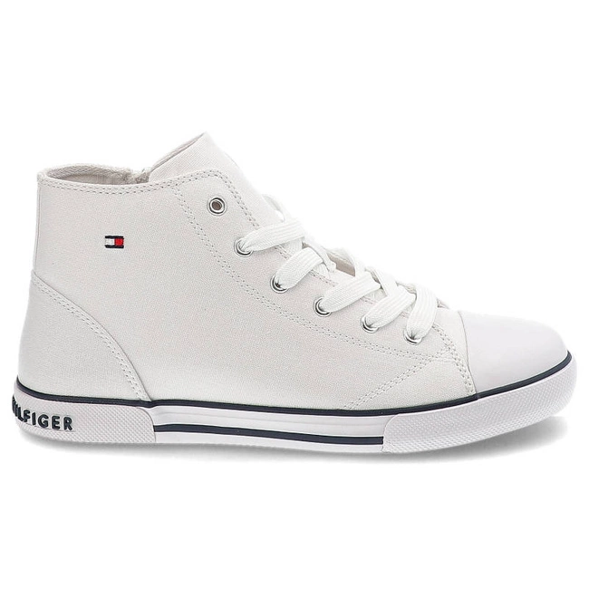 Trampki TOMMY HILFIGER - T3X4-32209-0890100-High Top Lace-Up Sneaker White 100